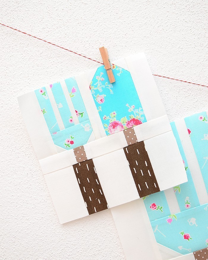 6 Inch Fork & Trowel quilt block hanging on a wall