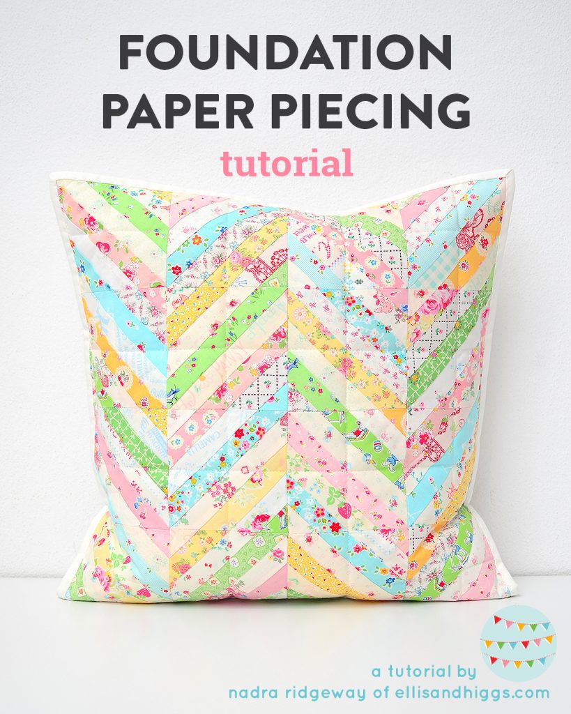 Foundation paper pieced Herringbone quilted pillow