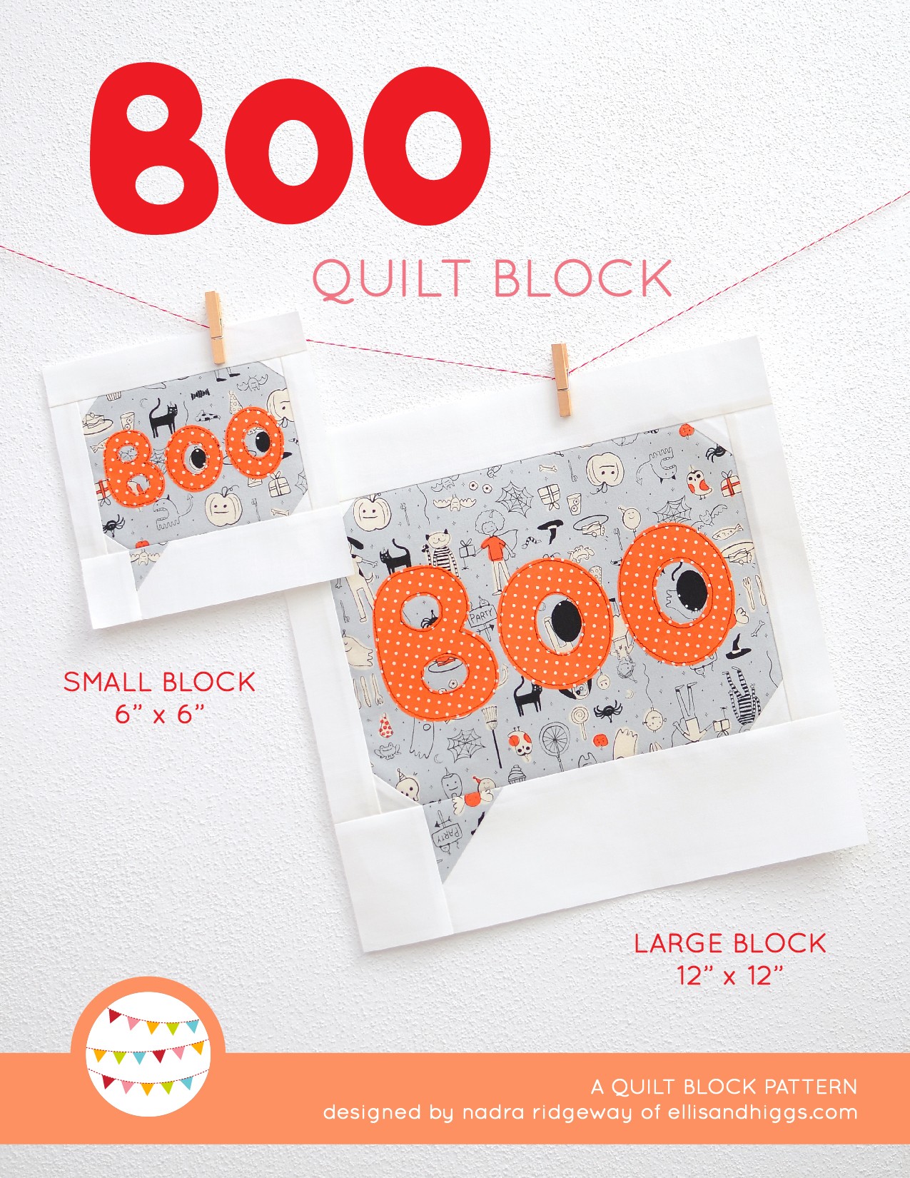 Quilt Block Pattern Cover 2019 Halloween quilt patterns - Boo quilt pattern