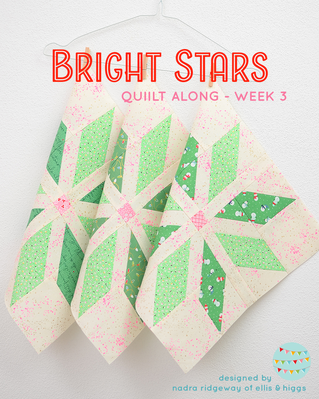 Dark green star quilt blocks