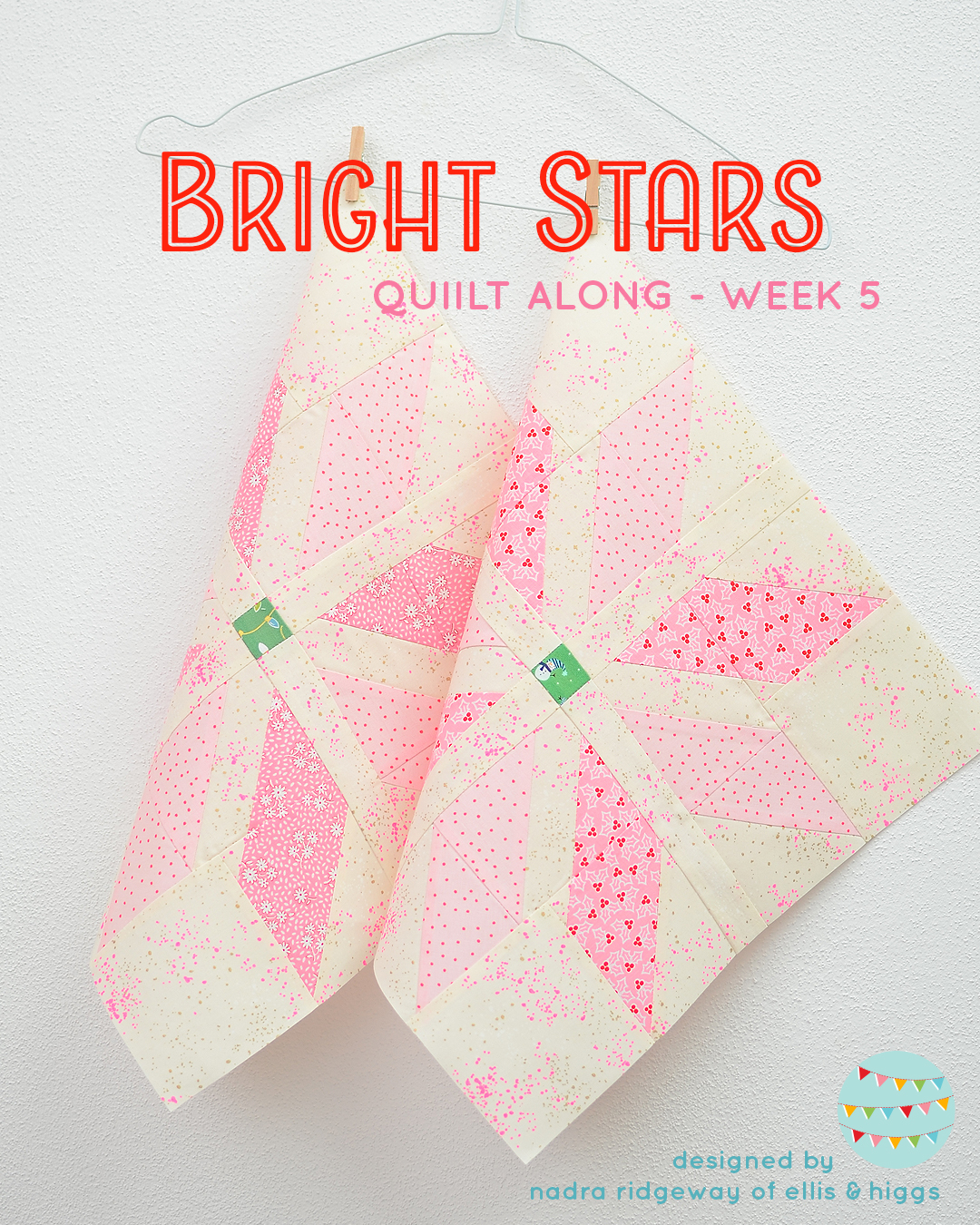 Pink star quilt blocks
