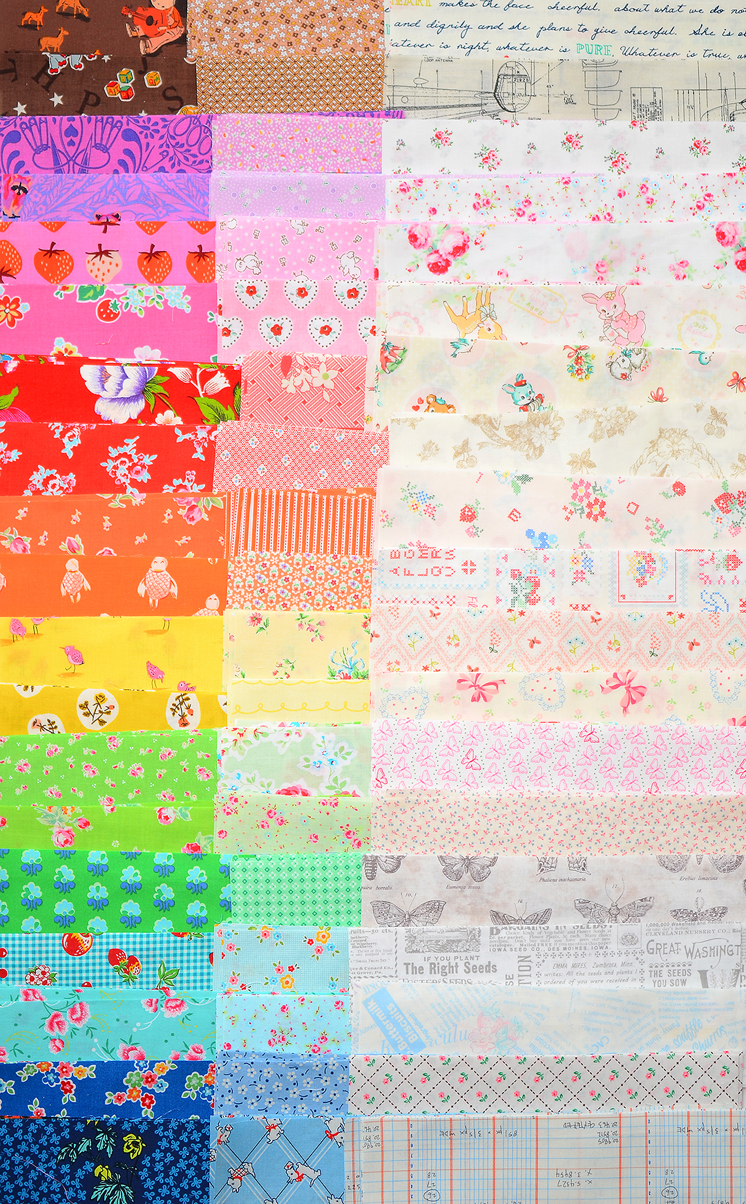 Colorful quilt fabric strips