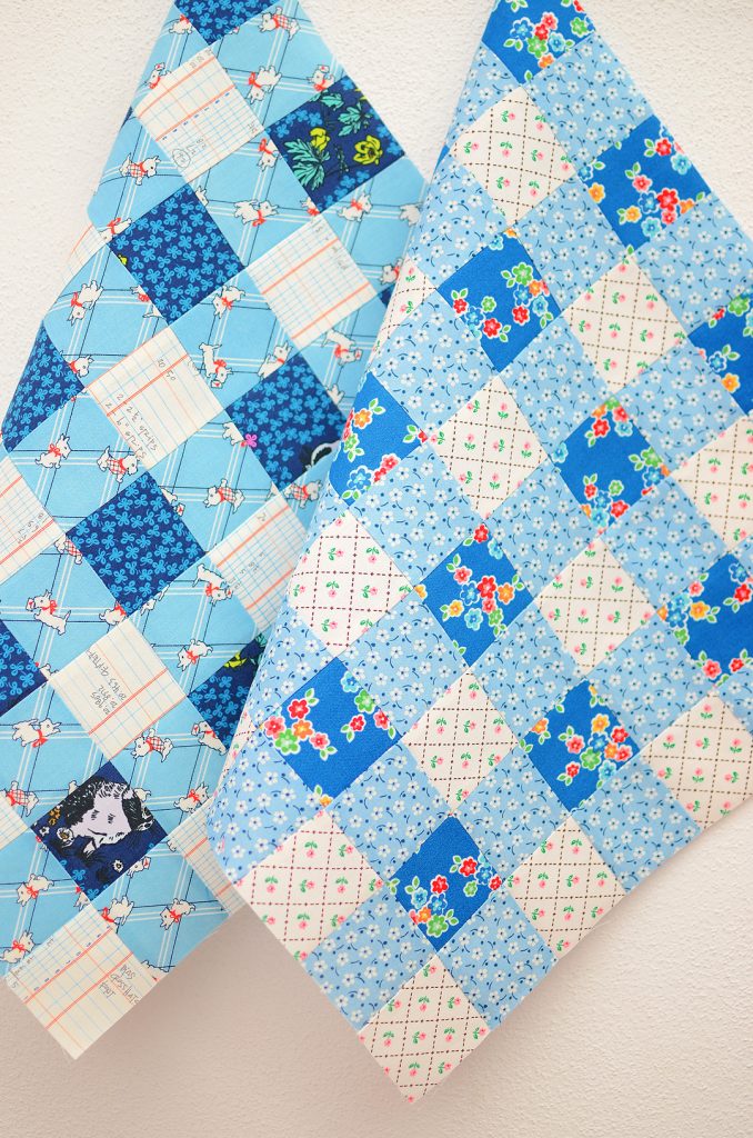 Picnic quilt blocks in blue