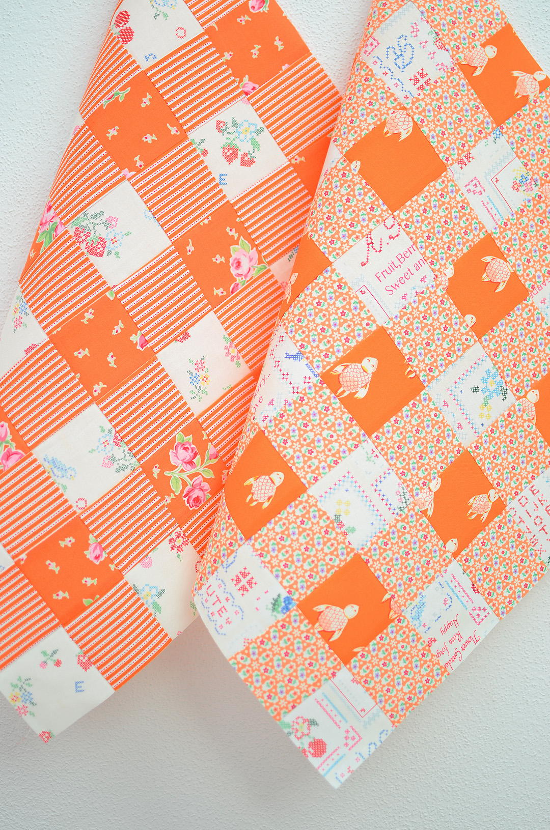 Picnic quilt blocks in orange