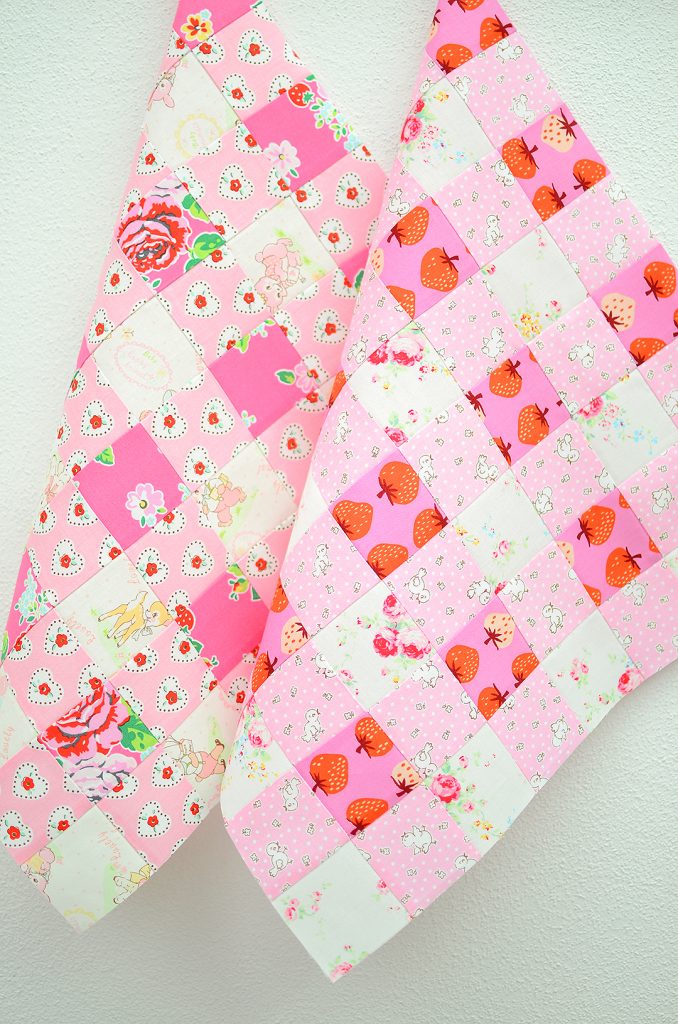 Picnic quilt blocks in pink