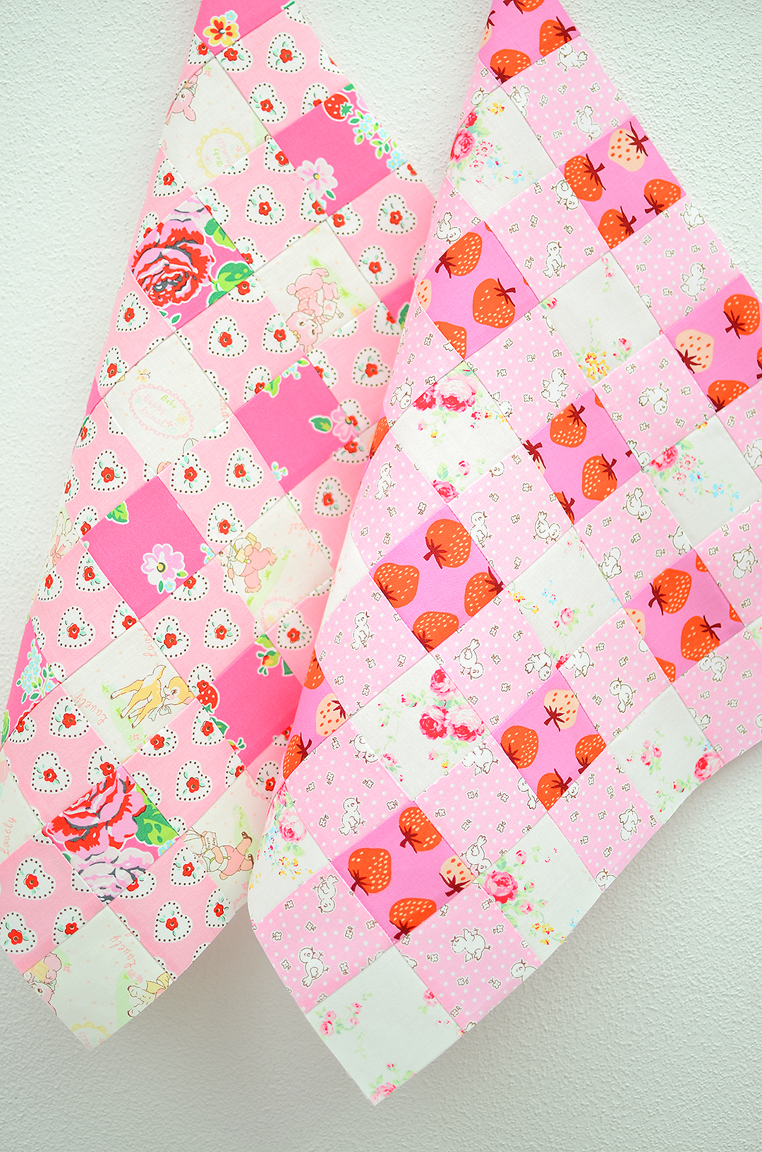Picnic quilt blocks in pink