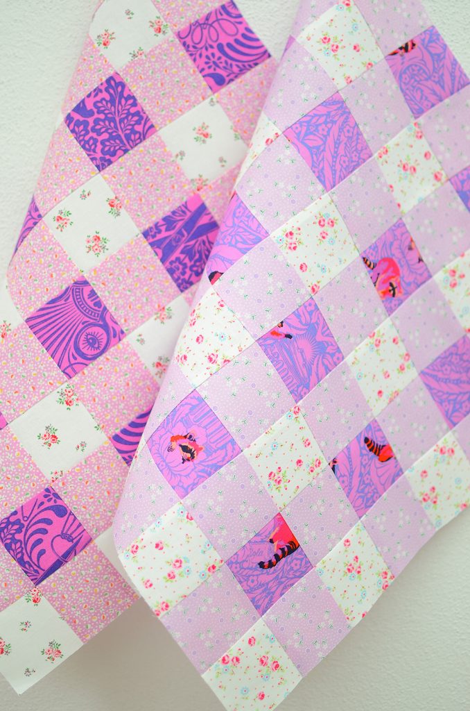 Picnic quilt blocks in purple