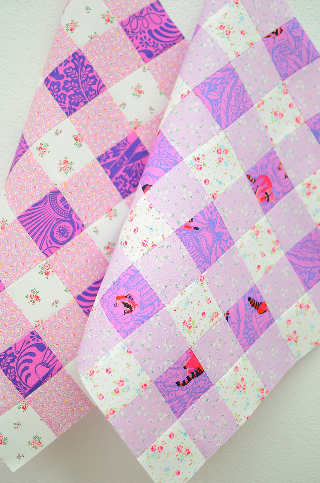 Picnic quilt blocks in purple