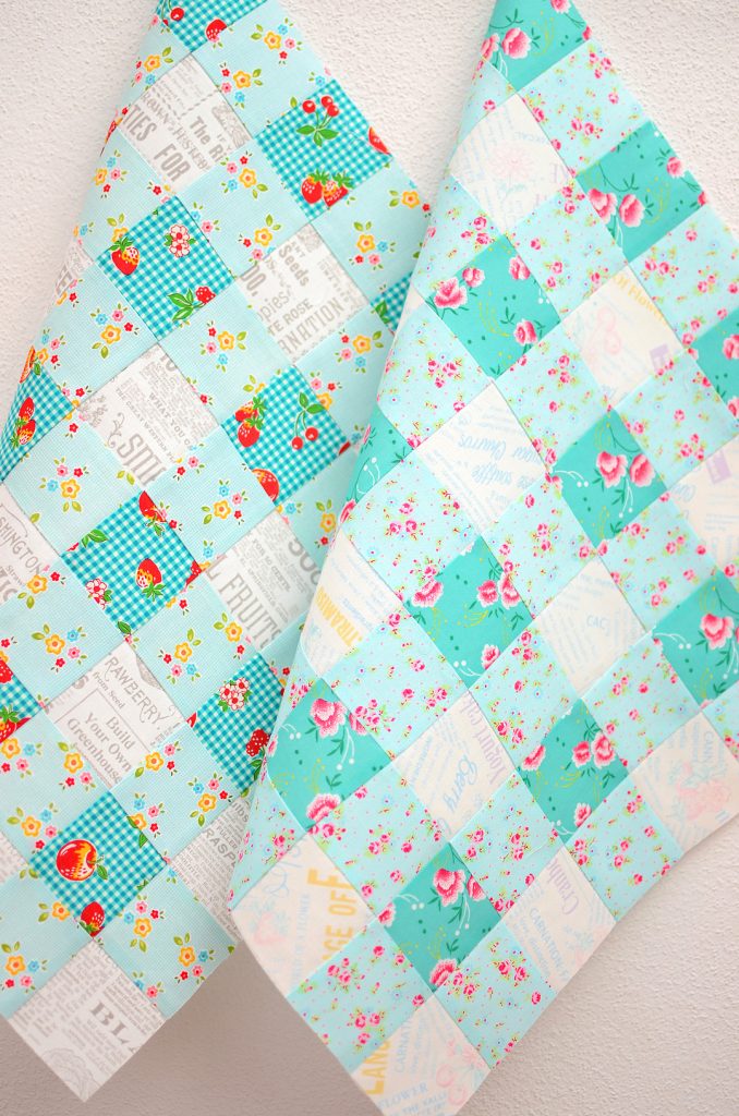 Picnic quilt blocks in turquoise