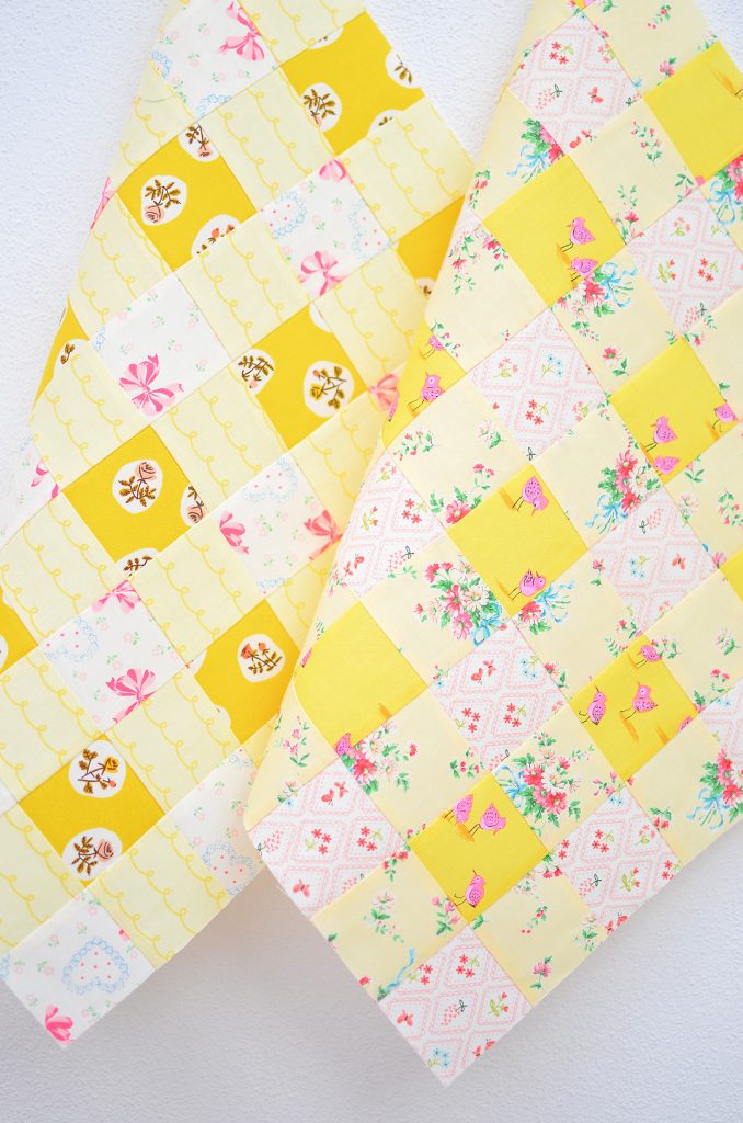 Picnic quilt blocks in yellow