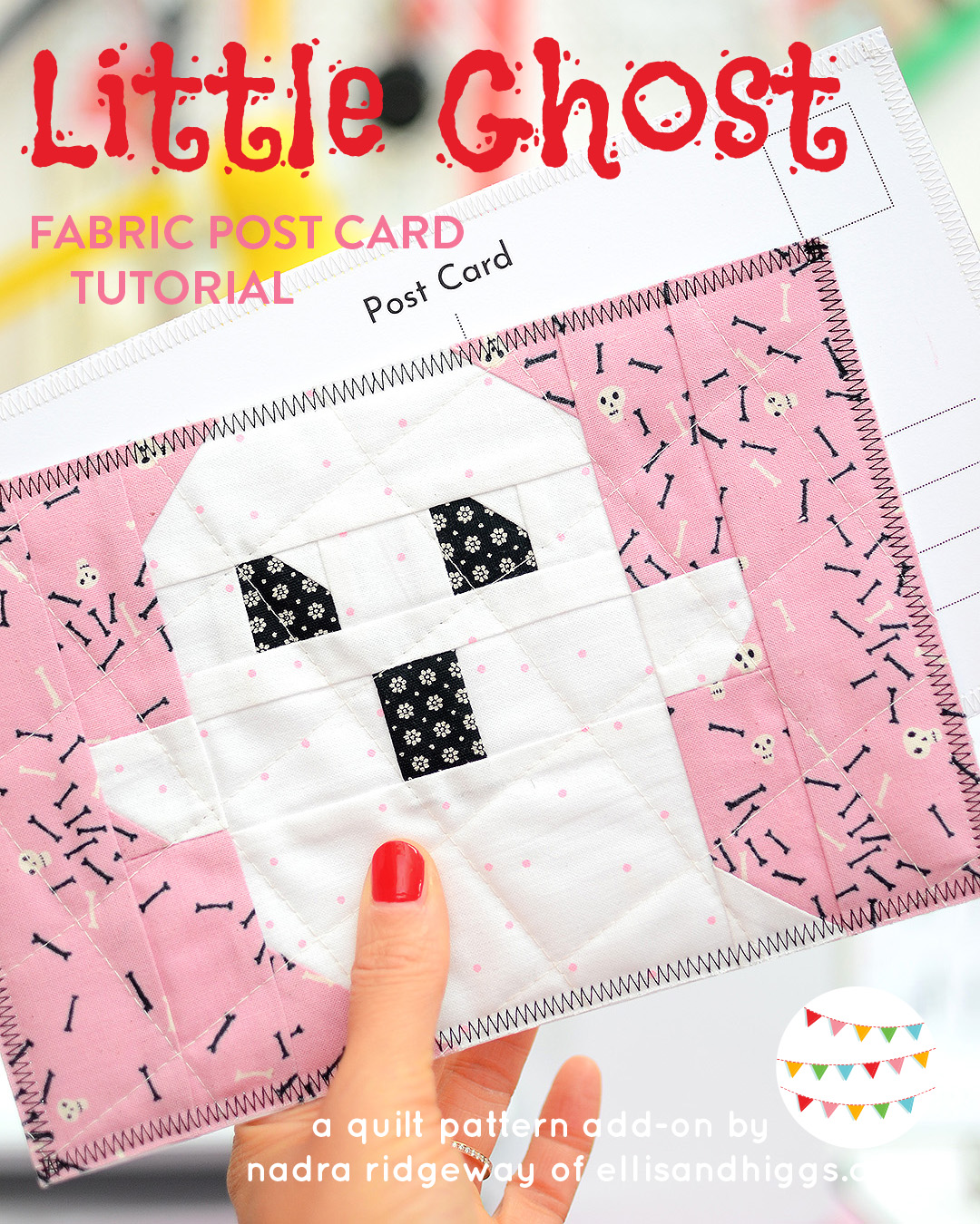 Halloween Fabric Post Card Tutorial & Pattern Add-on