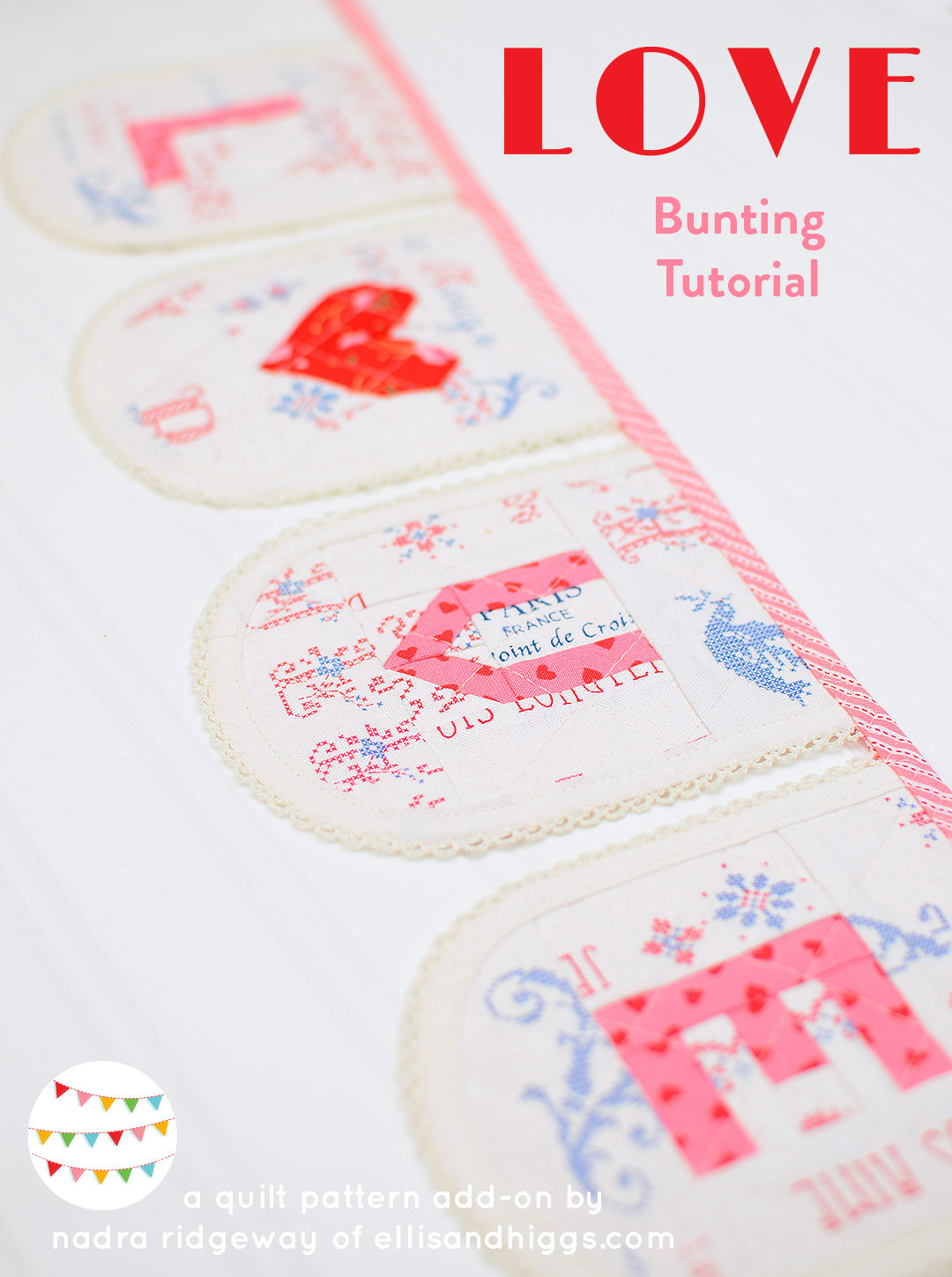 Quilted heart bunting tutorial - a heart quilt pattern by ellis & higgs
