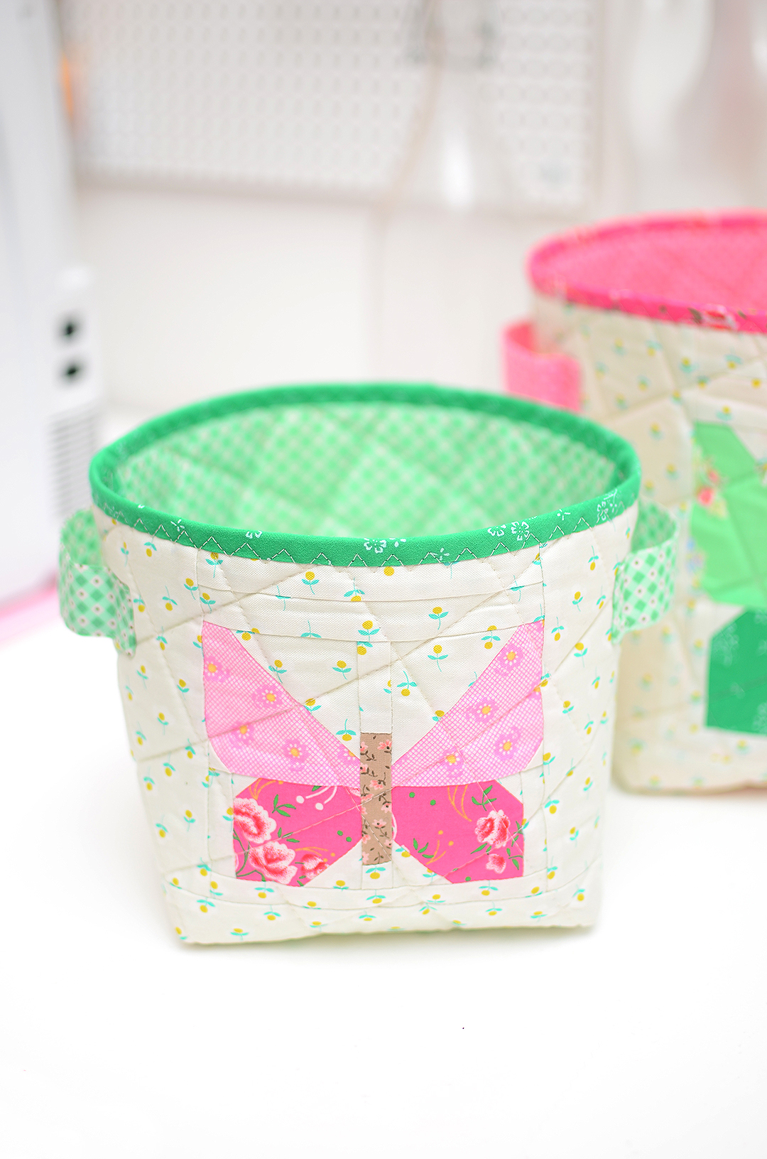 Butterfly Quilted Fabric Basket tutorial - an easy quilt pattern by ellis & higgs