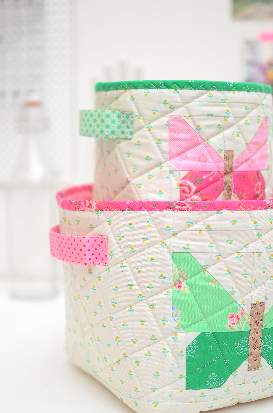 Butterfly Quilted Fabric Basket tutorial - an easy quilt pattern by ellis & higgs
