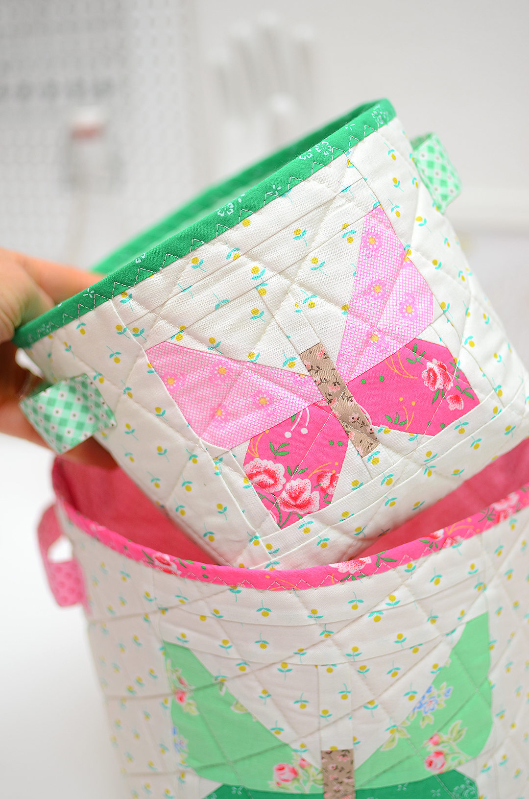 Butterfly Quilted Fabric Basket tutorial - an easy quilt pattern by ellis & higgs