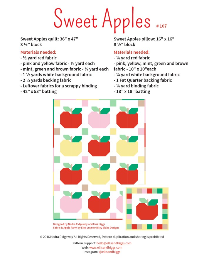 Print Fall quilt pattern - Apple quilt pattern