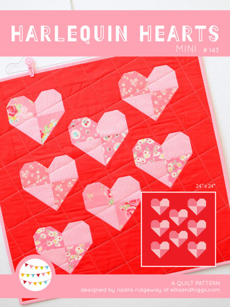 Heart quilt pattern - Harlequin Heart mini quilt pattern