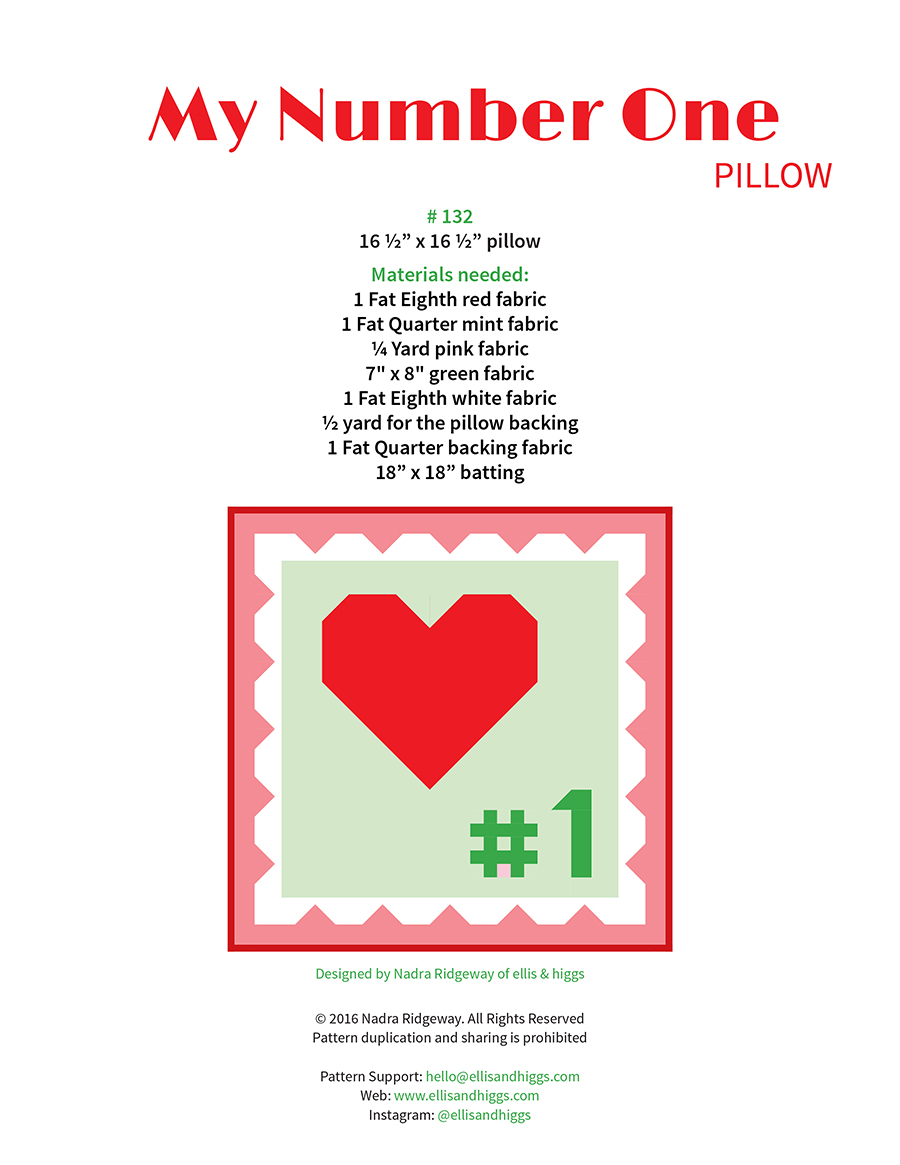 PATTERN BACKS Heart quilt pattern - Postage Stamp pillow pattern