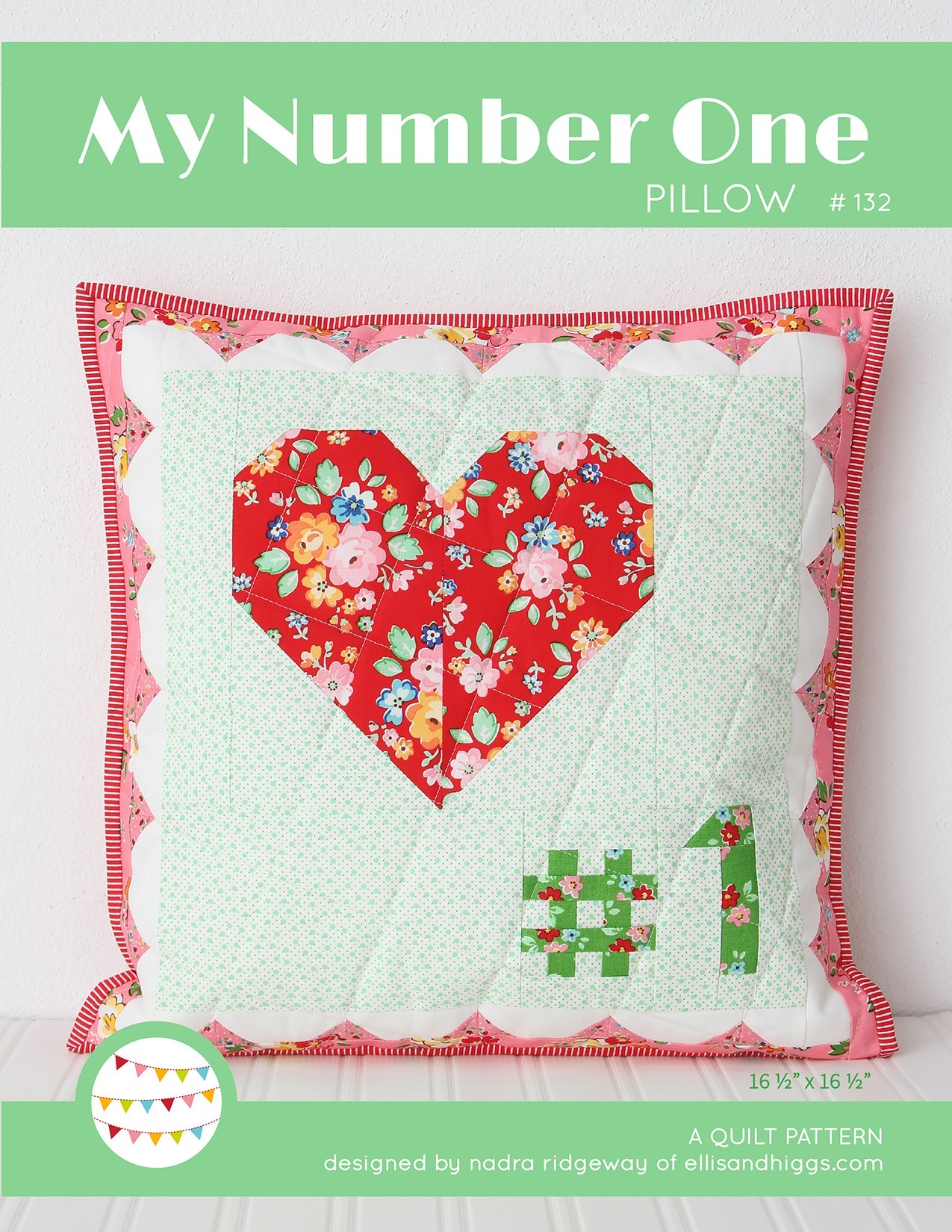 PATTERN COVER Heart quilt pattern - Postage Stamp pillow pattern