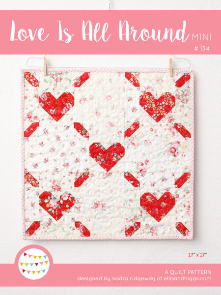 Heart quilt pattern - Grid Heart mini quilt pattern