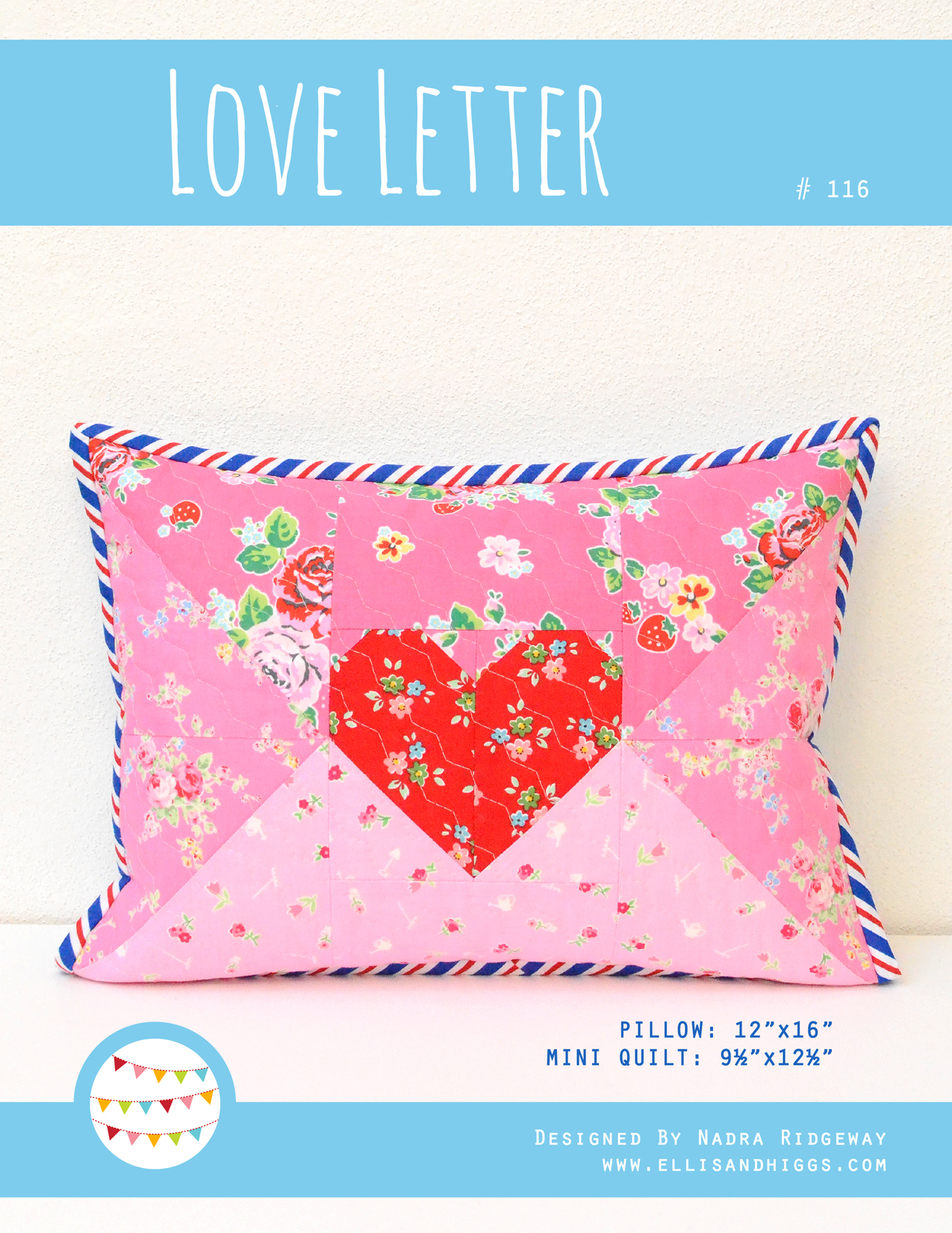 Print Heart quilt pattern - Love Letter pillow pattern