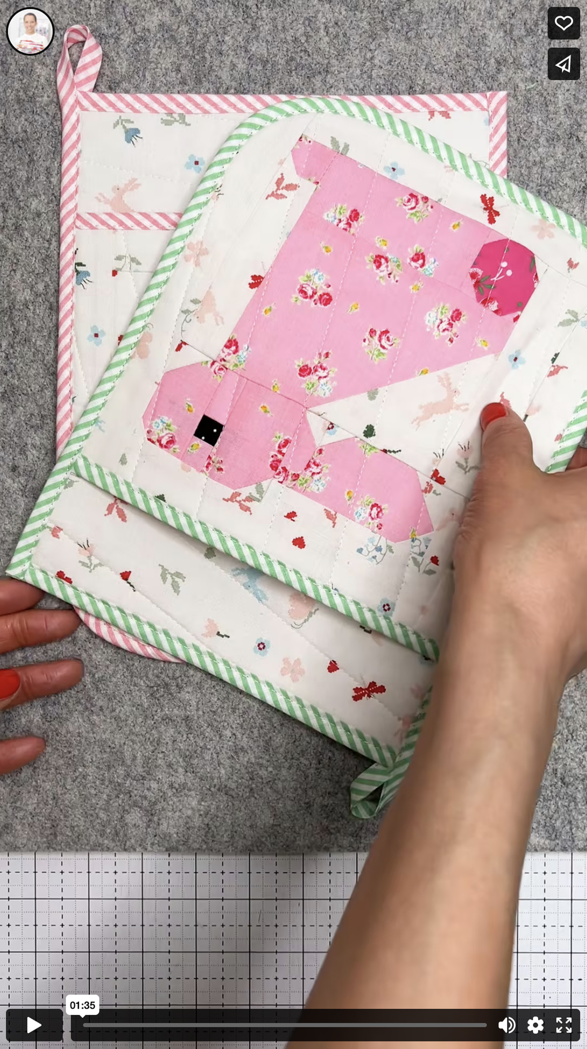 Bunny Potholder Tutorial - A potholder quilt pattern add-on by Nadra Ridgeway of ellis & higgs