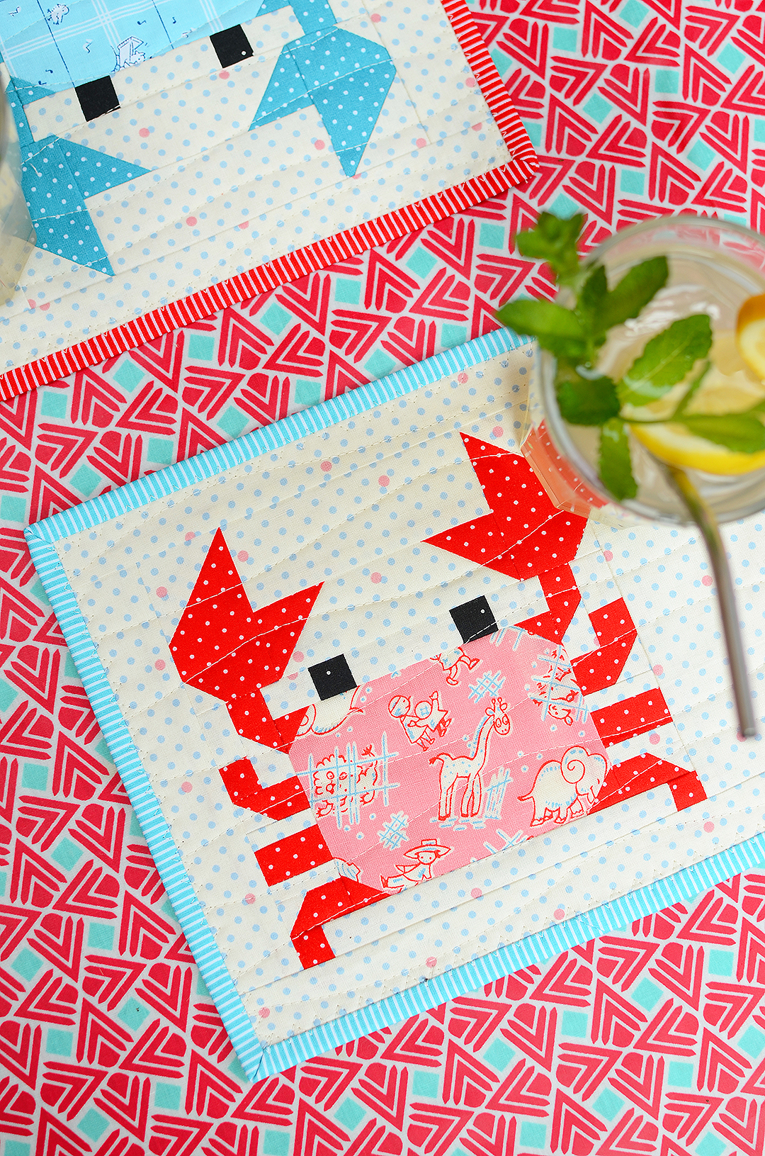 Quilted Crab Mug Rug - an easy quilt pattern by Nadra Ridgeway of ellis & higgs
